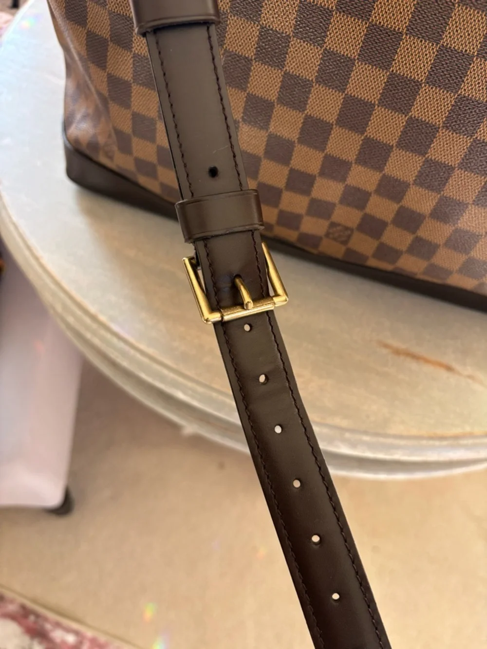 Louis Vuitton Brown Damier Canvas Travel Weekend Bag with Dark Trim - Picture 8 of 16